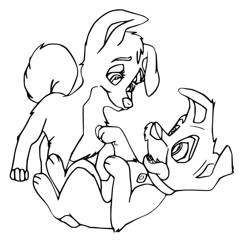 Angel and Scamp Coloring Page