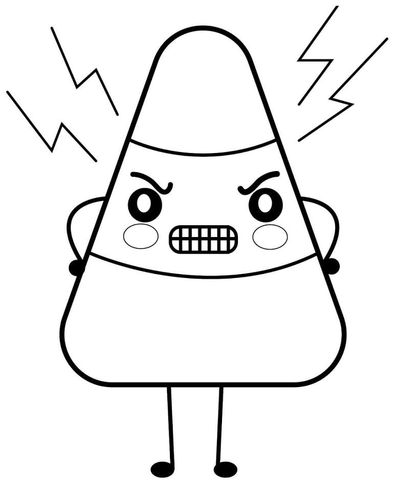Angry Candy Corn Coloring Page