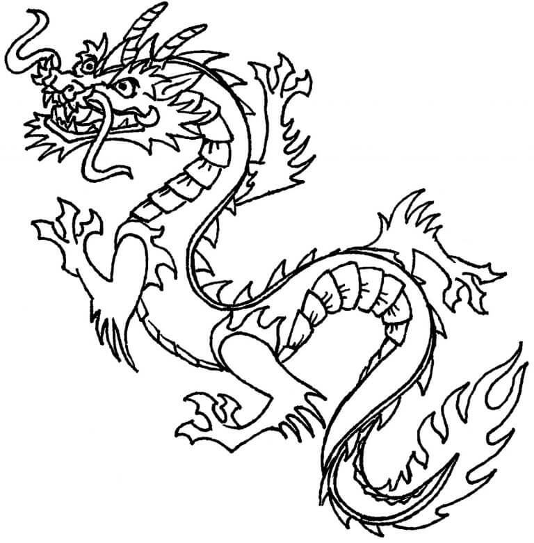 Angry Chinese Dragon Coloring Page