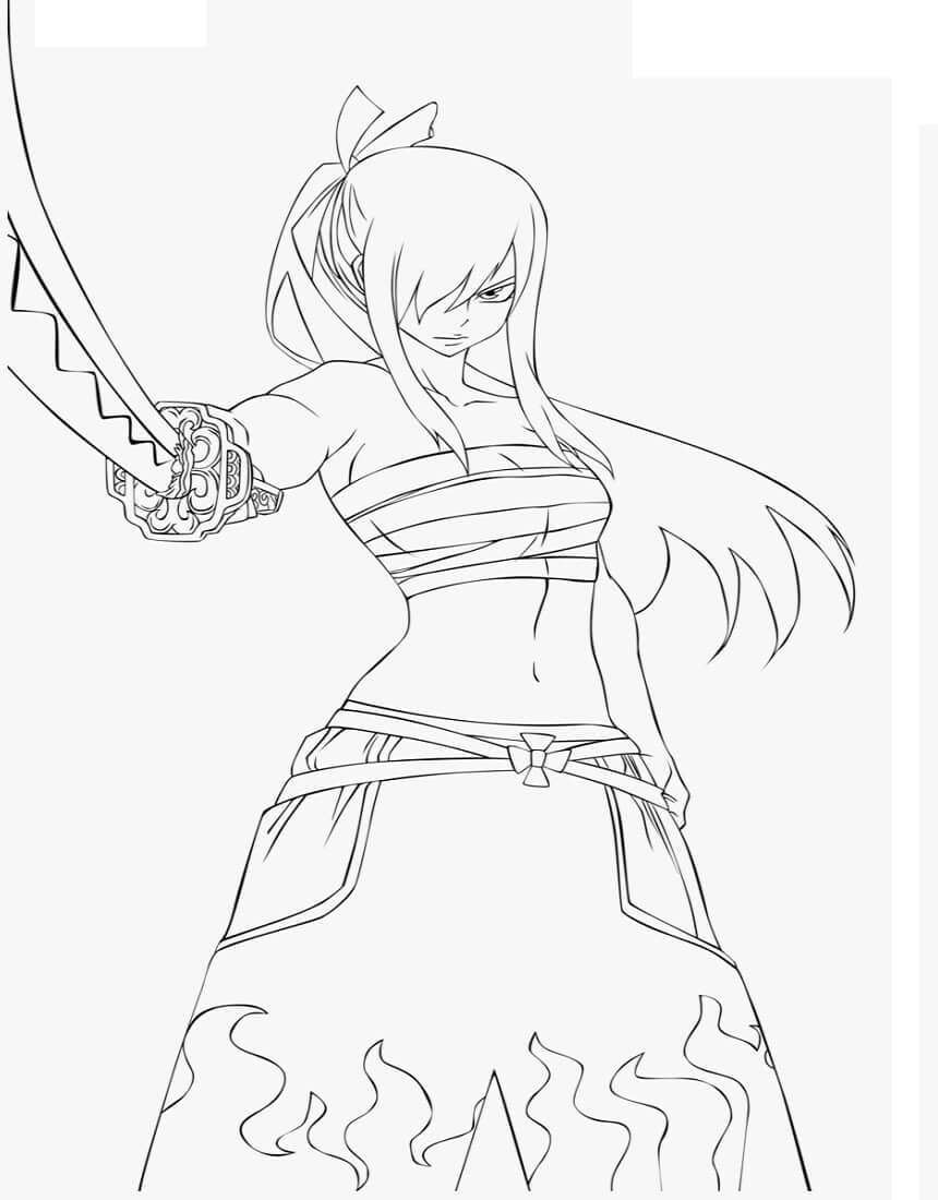 Angry Erza Scarlet Coloring Page