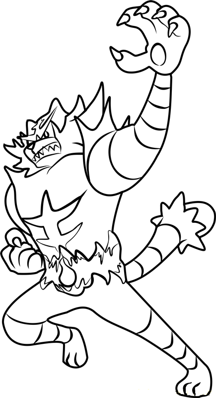 Angry Incineroar Coloring Page