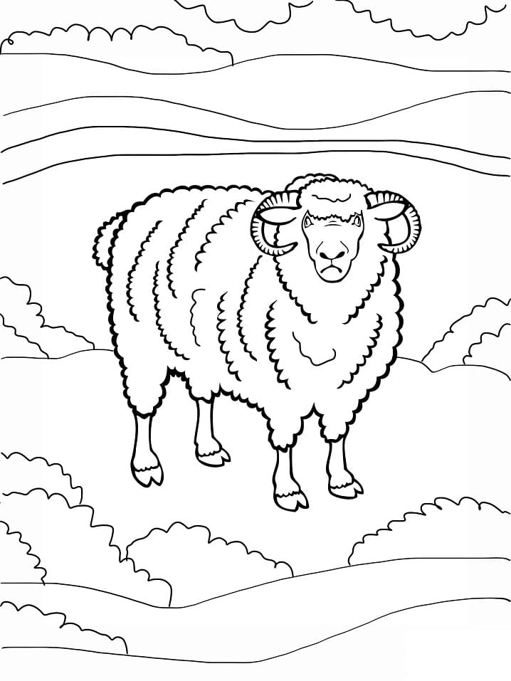 Angry Ram Coloring Page