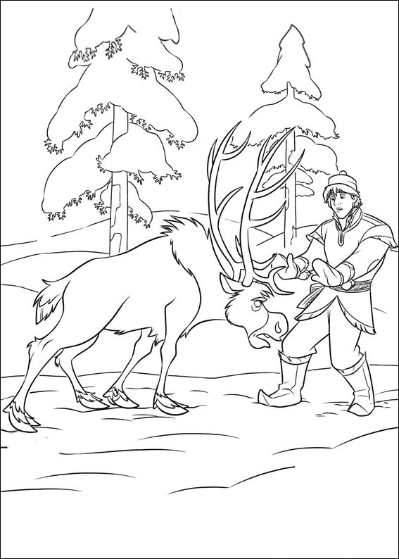 Angry Sven With Kristoff Coloring Page