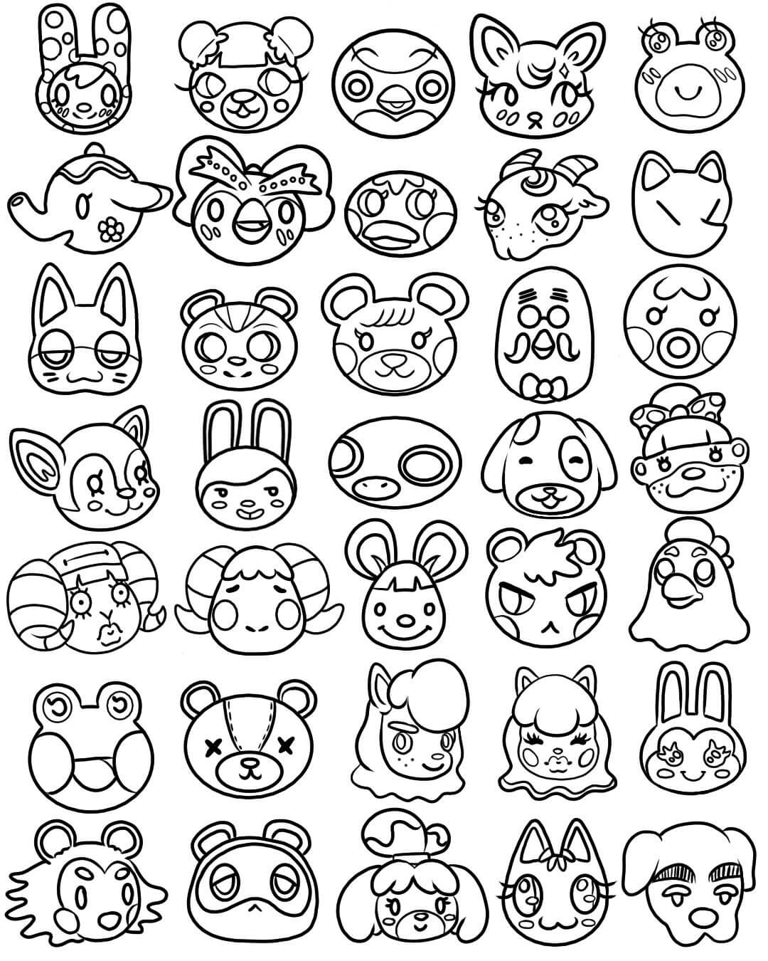Animal Crossing Kawaii Cute Head Coloring Pages   Coloring Cool