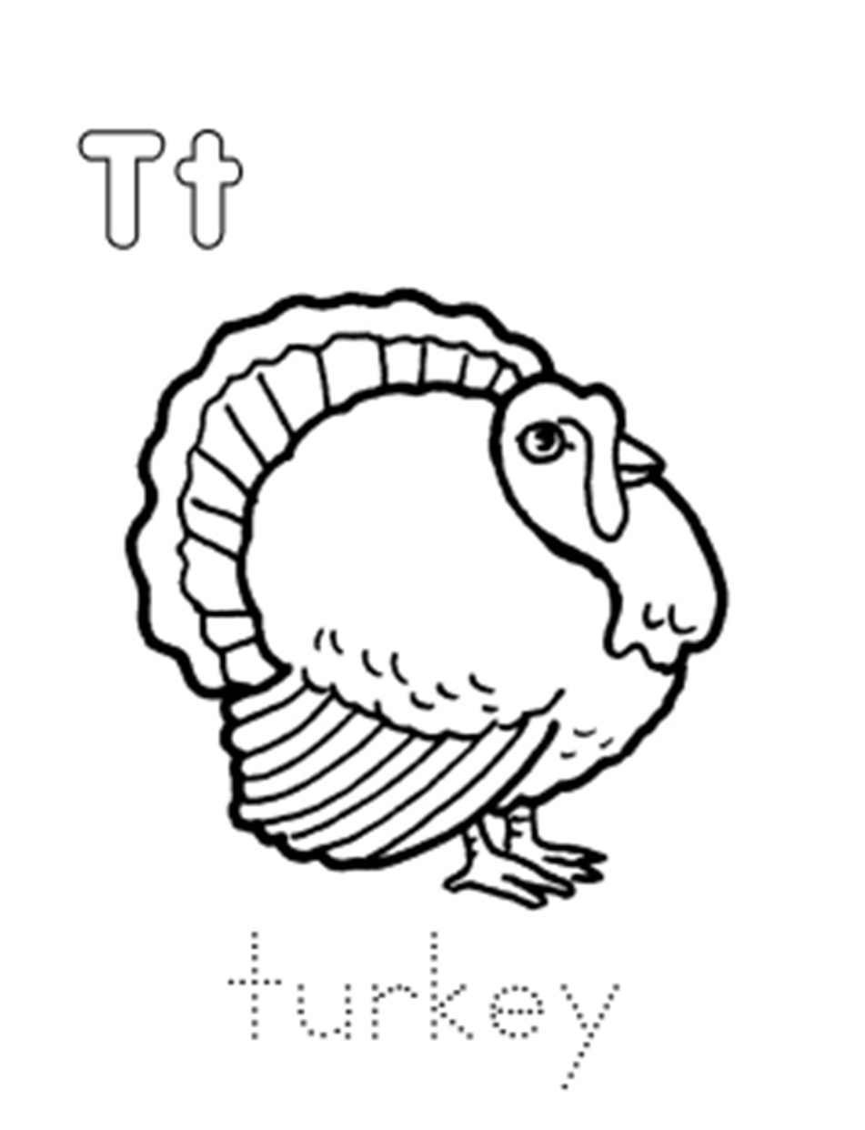 Animal Turkey Alphabet D0ed Coloring Page