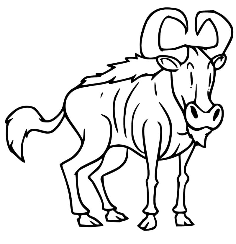 Animated Wildebeest Coloring Page