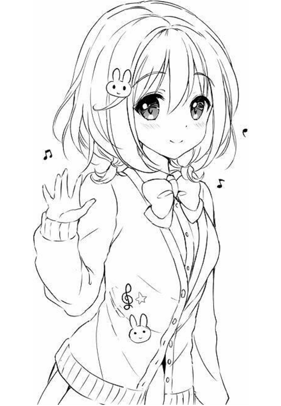Anime Girl Kawaii Coloring Page