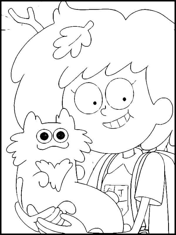 Anne and Pet Coloring Page