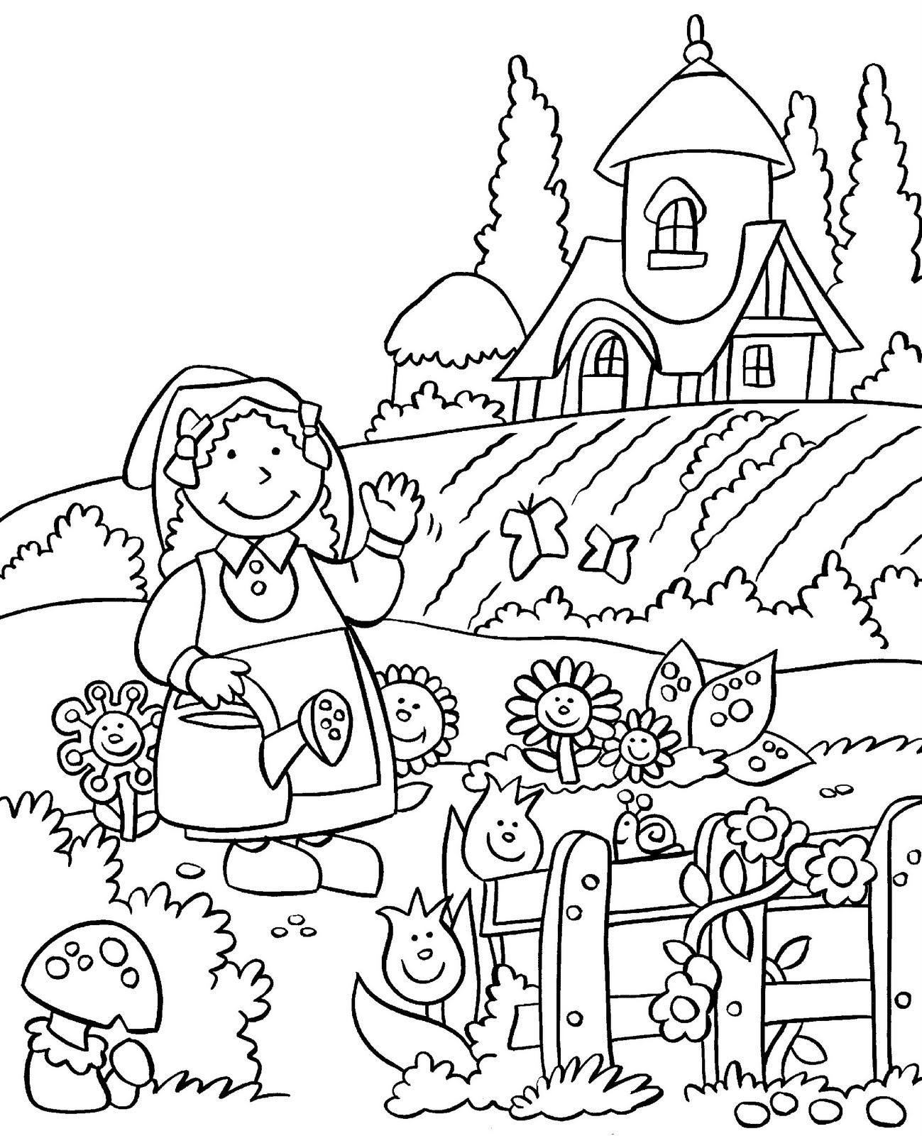 Anne Story Flower Garden Coloring Page