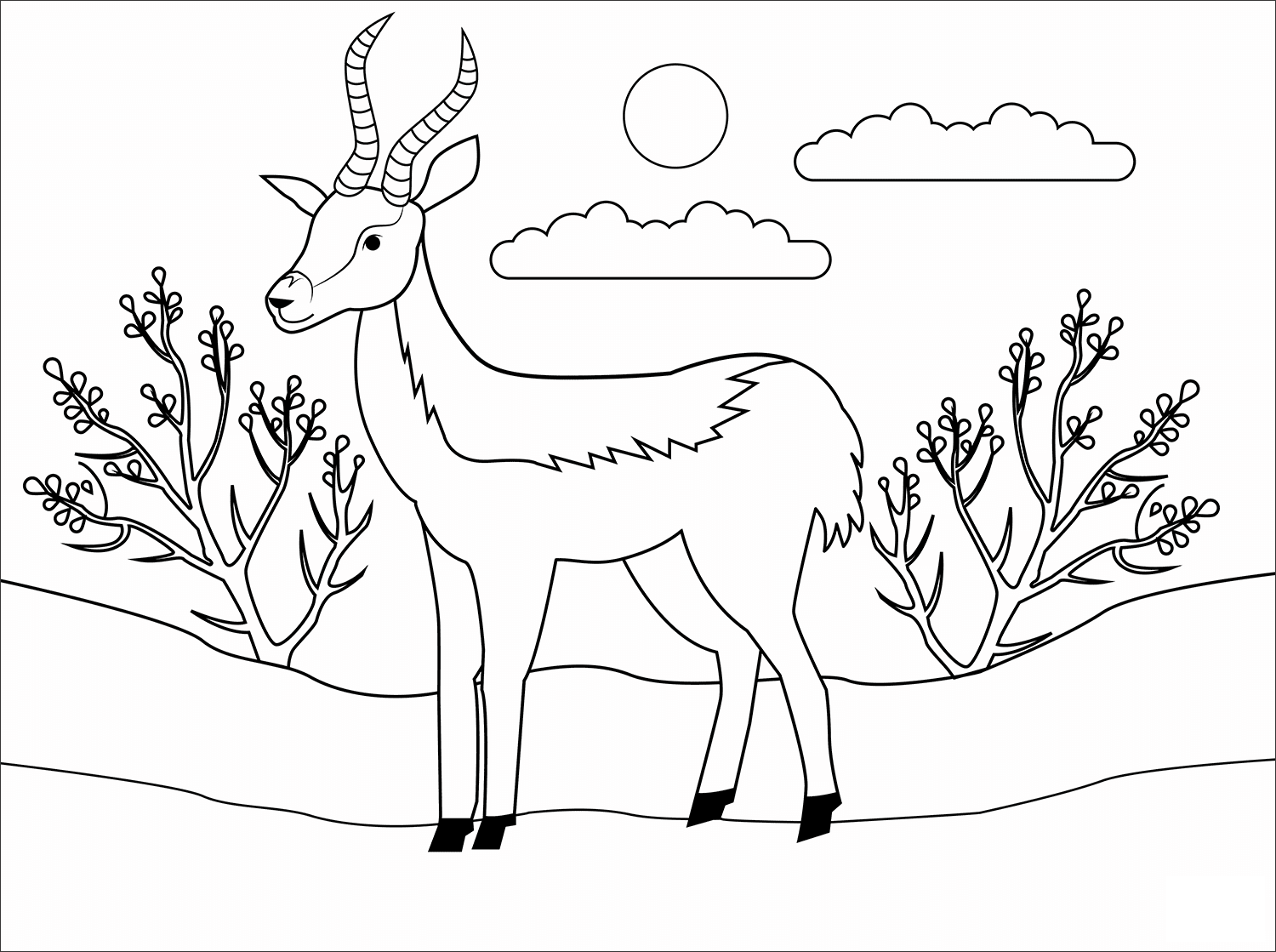Antelope Animal Simple Coloring Page