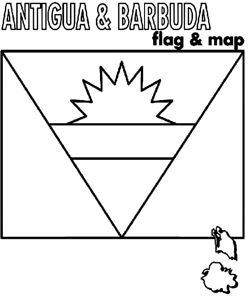 Antigua and Barbuda Flag and Map