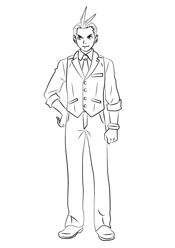 Apollo Justice from Ace Attorney Coloring Page