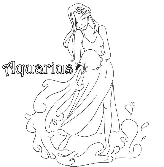 Girl Of Aquarius Cool Coloring Page