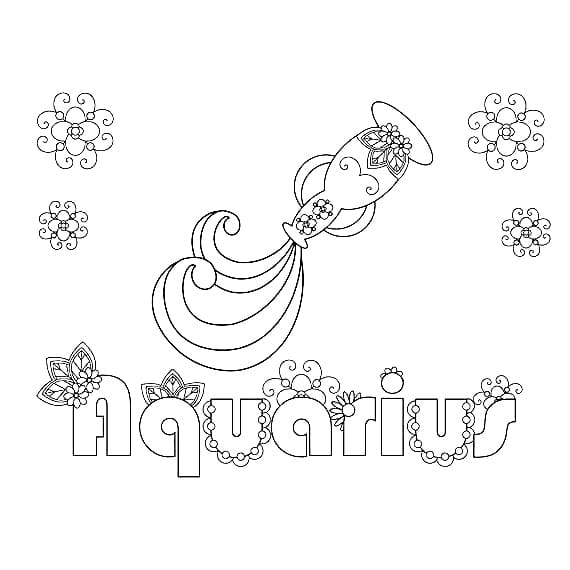 Aquarius With Vase For Kids Coloring Page