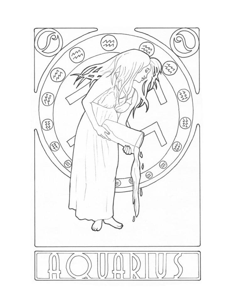 Aquarius For A Girl Cool Coloring Page