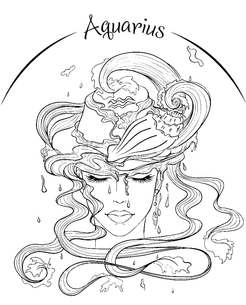 Aquarius With Tear Cool Coloring Page