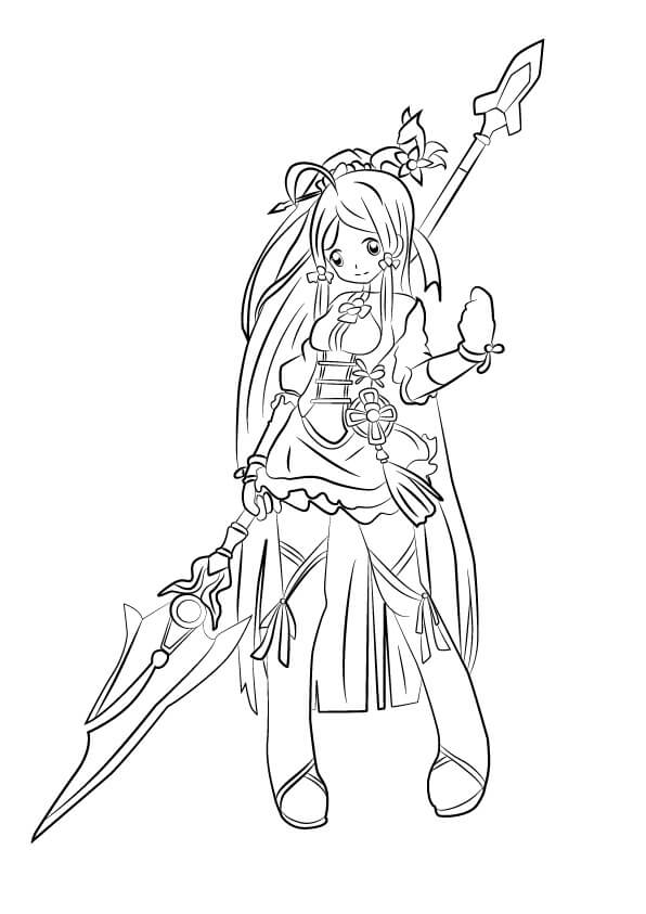 Ara Haan from Elsword Coloring Page