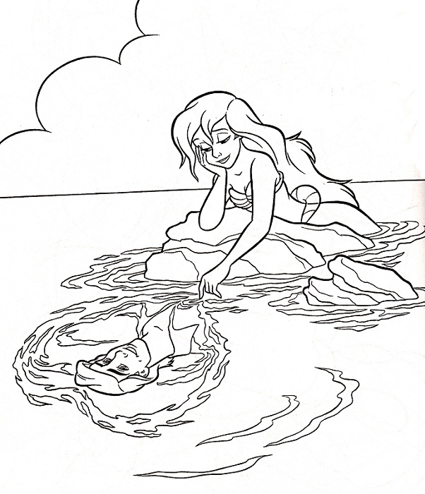 Ariel Always Thinking About Eric Little Mermaid S8973 Coloring Page