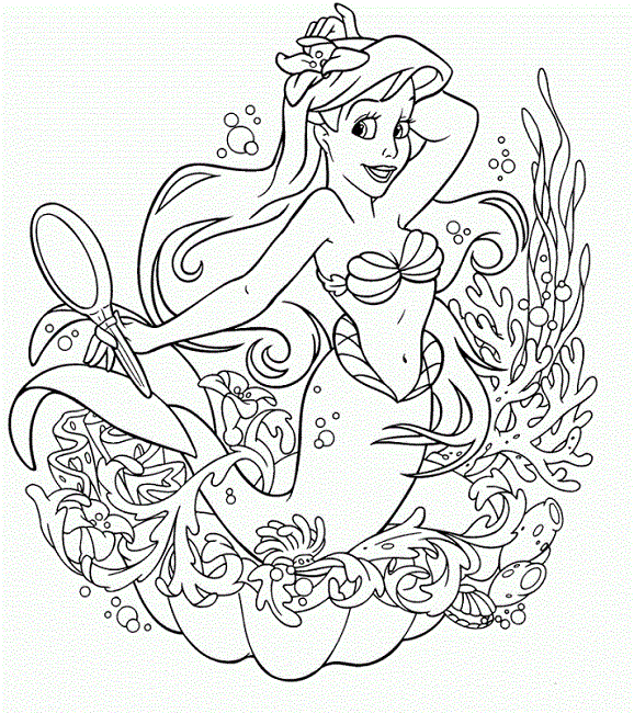Ariel Dressing Up Under Water Disney Princess S4d9a Coloring Page