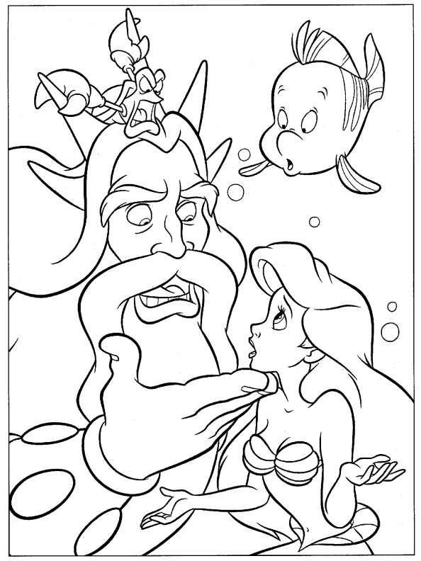 Ariel Flounder and King Triton Coloring Coloring Page