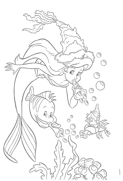 Ariel In A Party Under Water Little Mermaid S58c6 Coloring Page