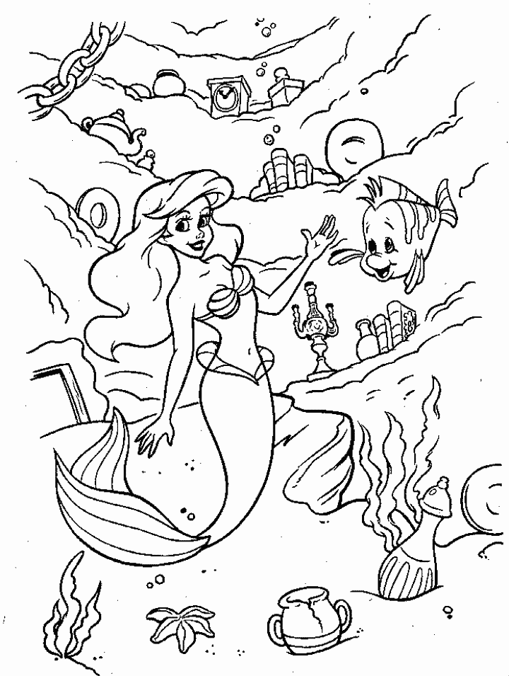 Ariel In Her Secret Room Disney Princess Sd462 Coloring Page