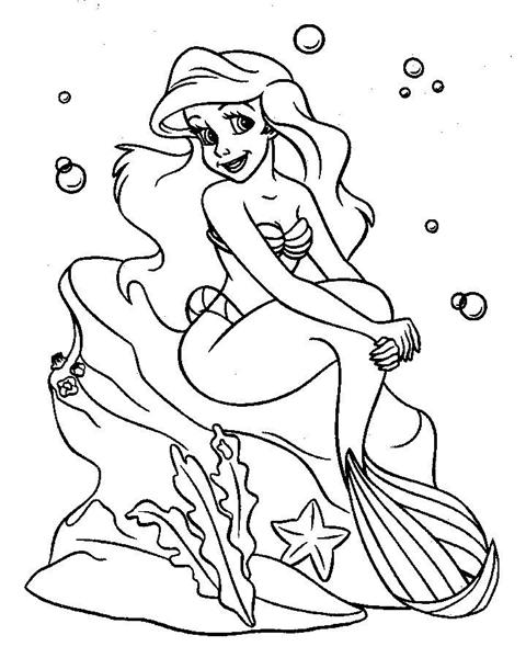 Ariel Sitting On A Coral Under Water Little Mermaid S7af5 Coloring Page