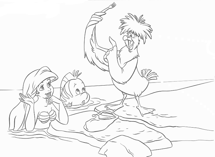Ariel Talking To A Bird Little Mermaid S6ad2 Coloring Page