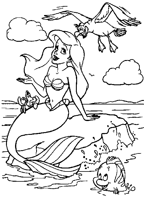Ariel Talking To Animals Little Mermaid S1fef Coloring Page