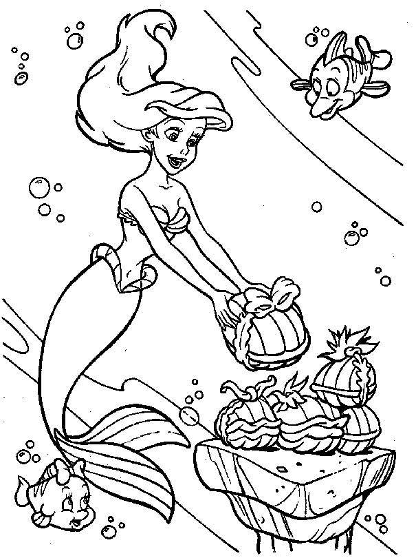 Ariel With Gifts Disney Princess Sa631 Coloring Page