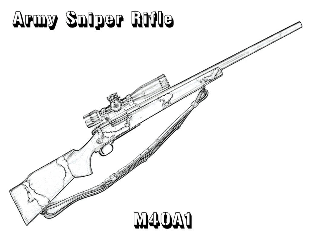 Army Sniper Rifle Coloring Page