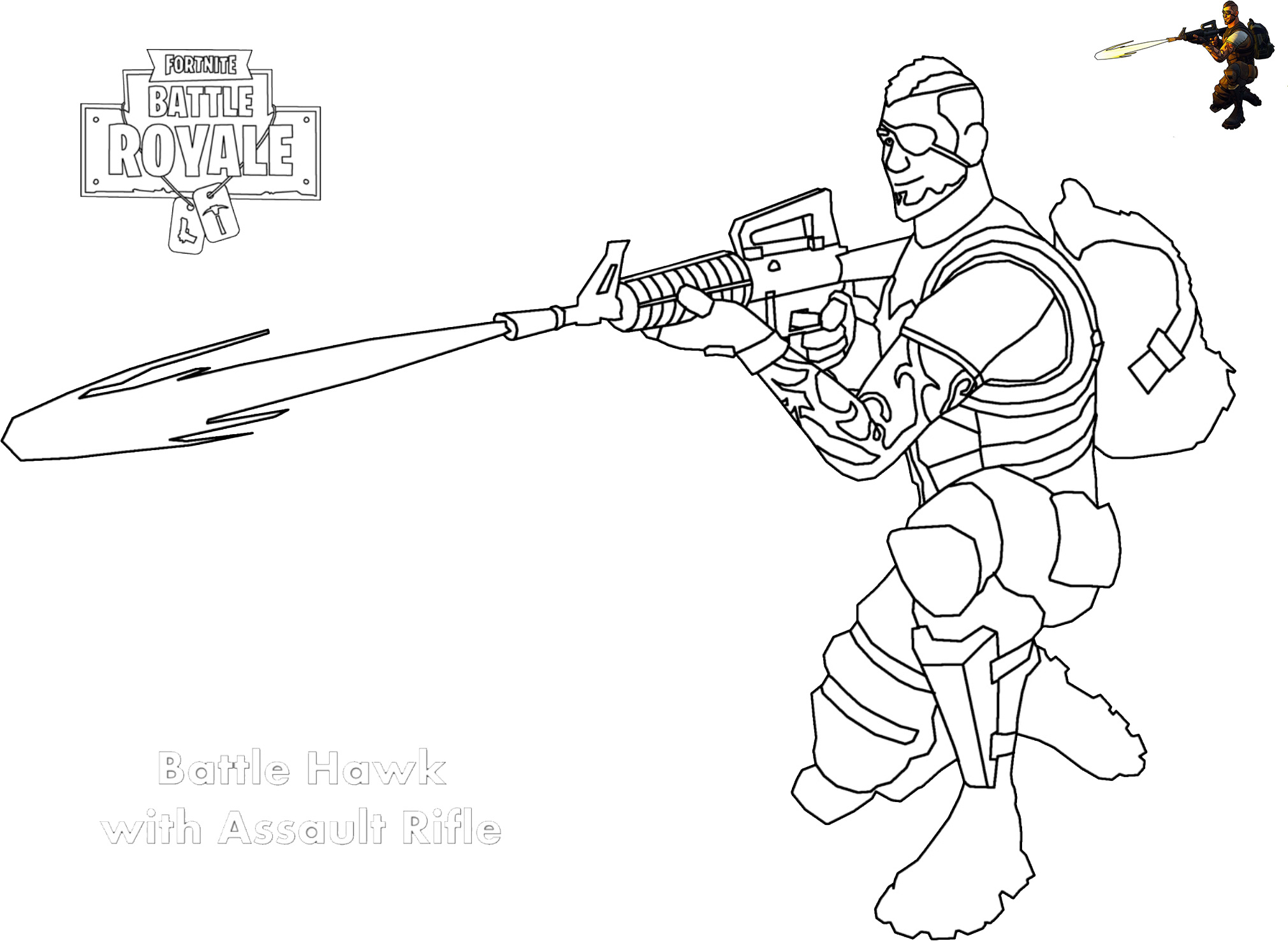 Assault Rifle Shot Fortnite Coloring Page