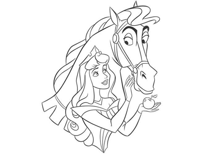 Aurora With A Horse 8e76 Coloring Page