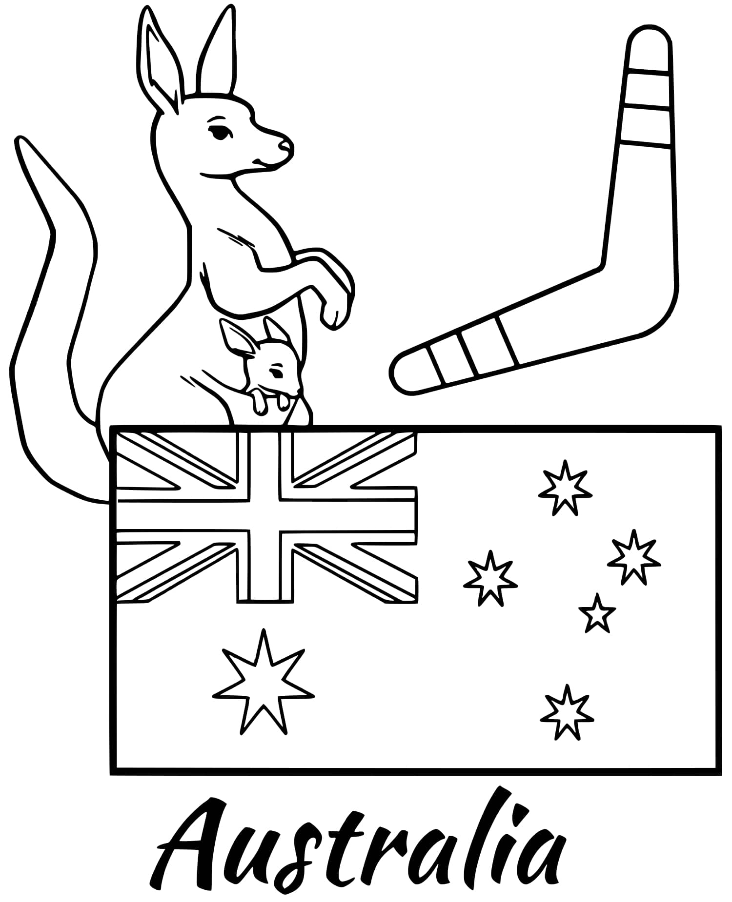 Australia Flag Boomerang Coloring Pages   Coloring Cool