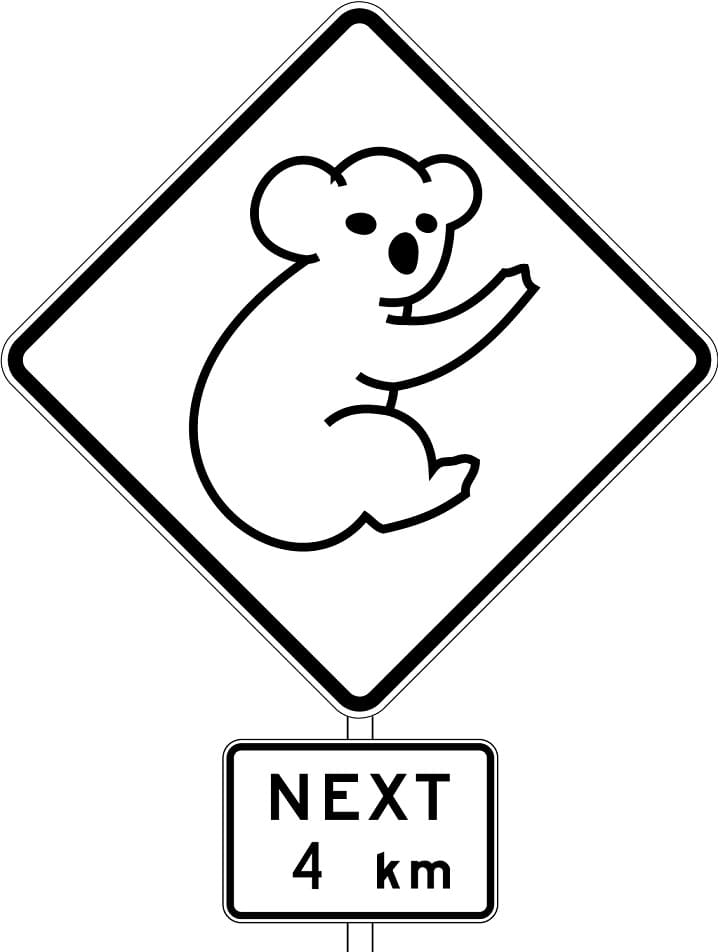 Australia Road Sign with Koala