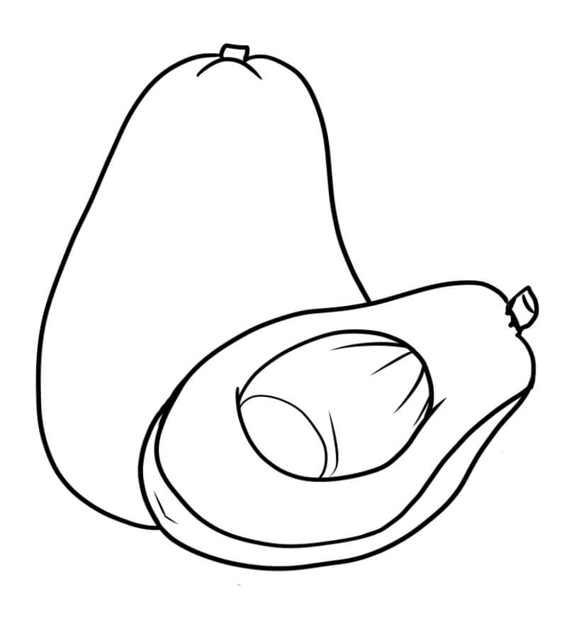 Beautiful Avocado And A Half Coloring Page