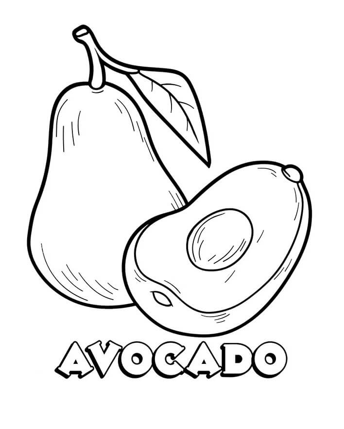 Avocado And A Half To Eat Coloring Page