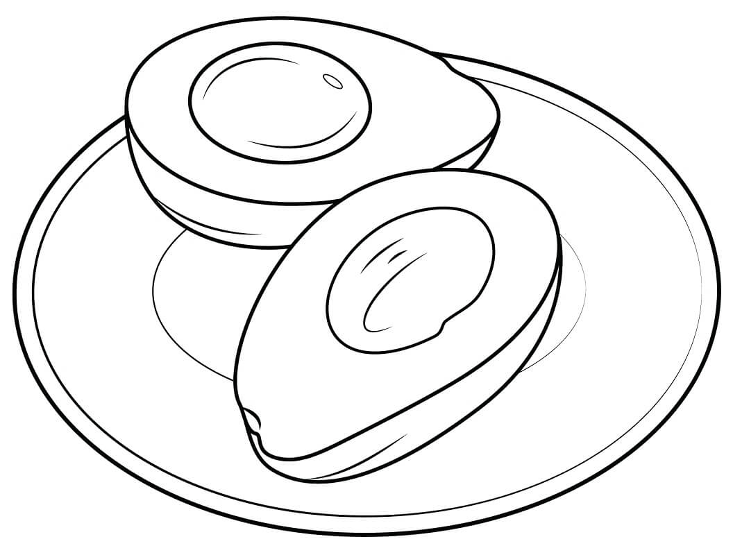 Avocado on a Plate Coloring Page