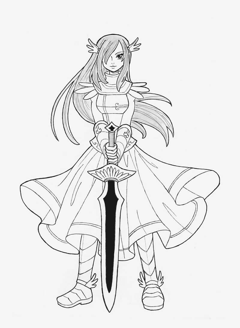 Awesome Erza Scarlet Coloring Page