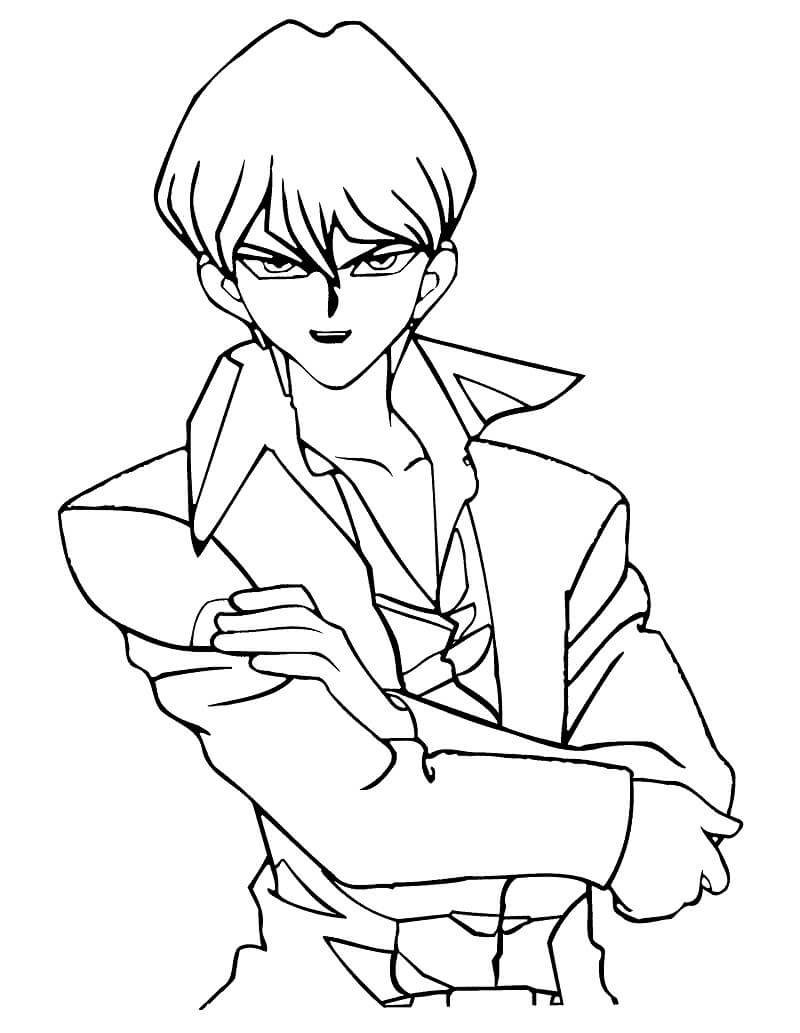 Awesome Seto Kaiba from Yu-Gi-Oh Coloring Page