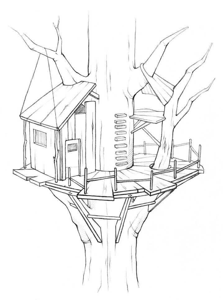 Awesome Treehouse Coloring Page