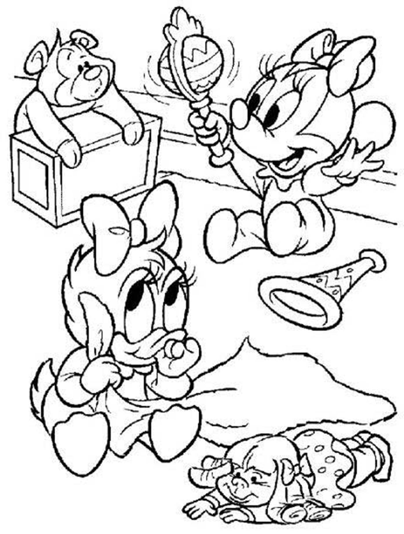 Baby Daisy Duck And Minnie Mouse Coloring Page
