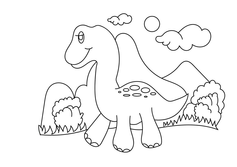 Baby Dinosaur Walking Coloring Page