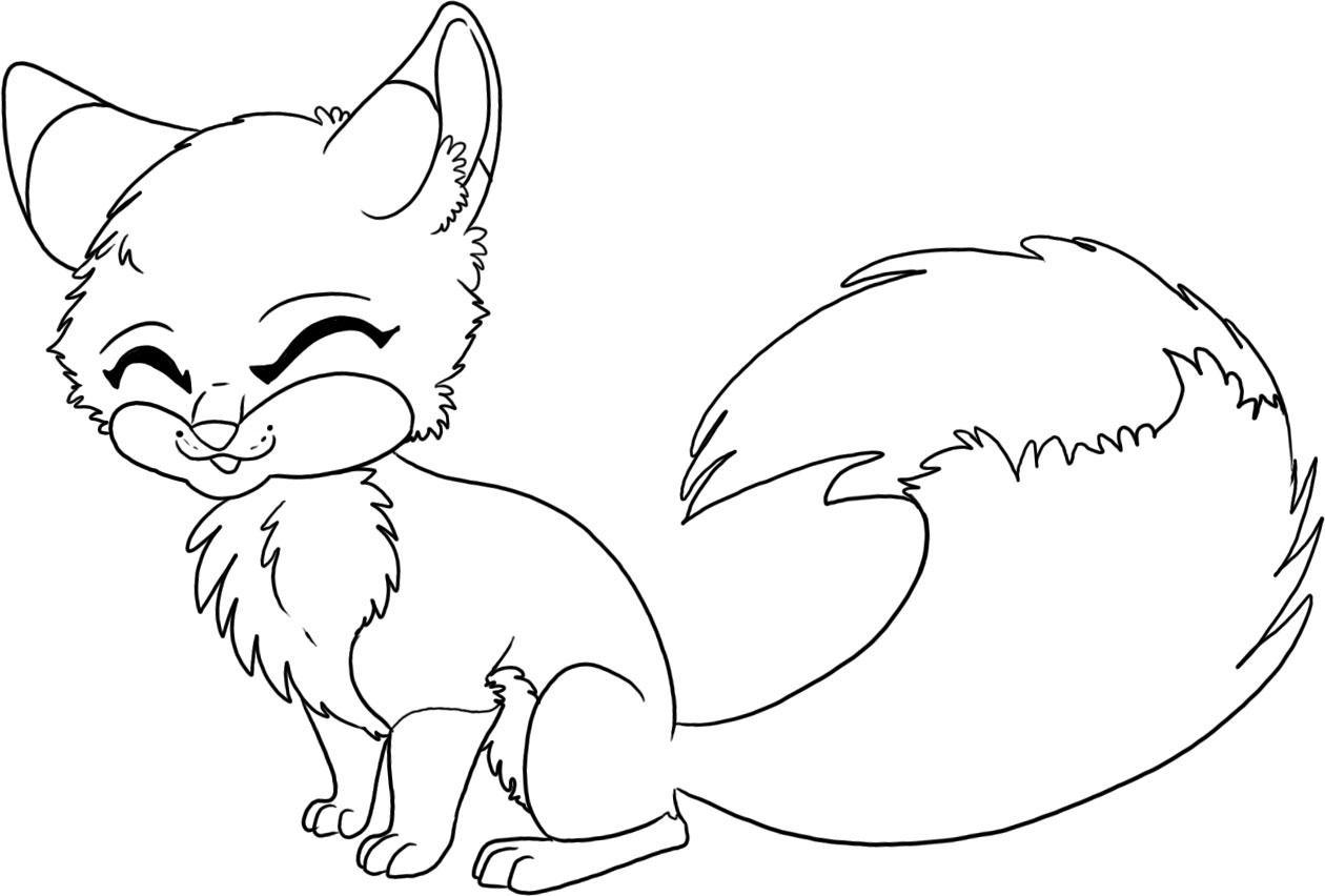 Baby Fox Smiling Coloring Page