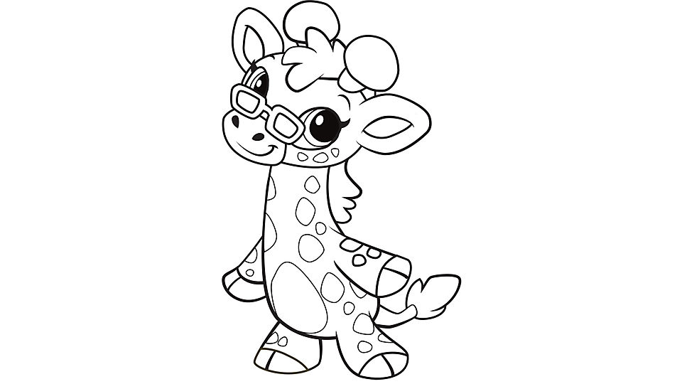 Baby Giraffe Wearing Glasses Coloring Page