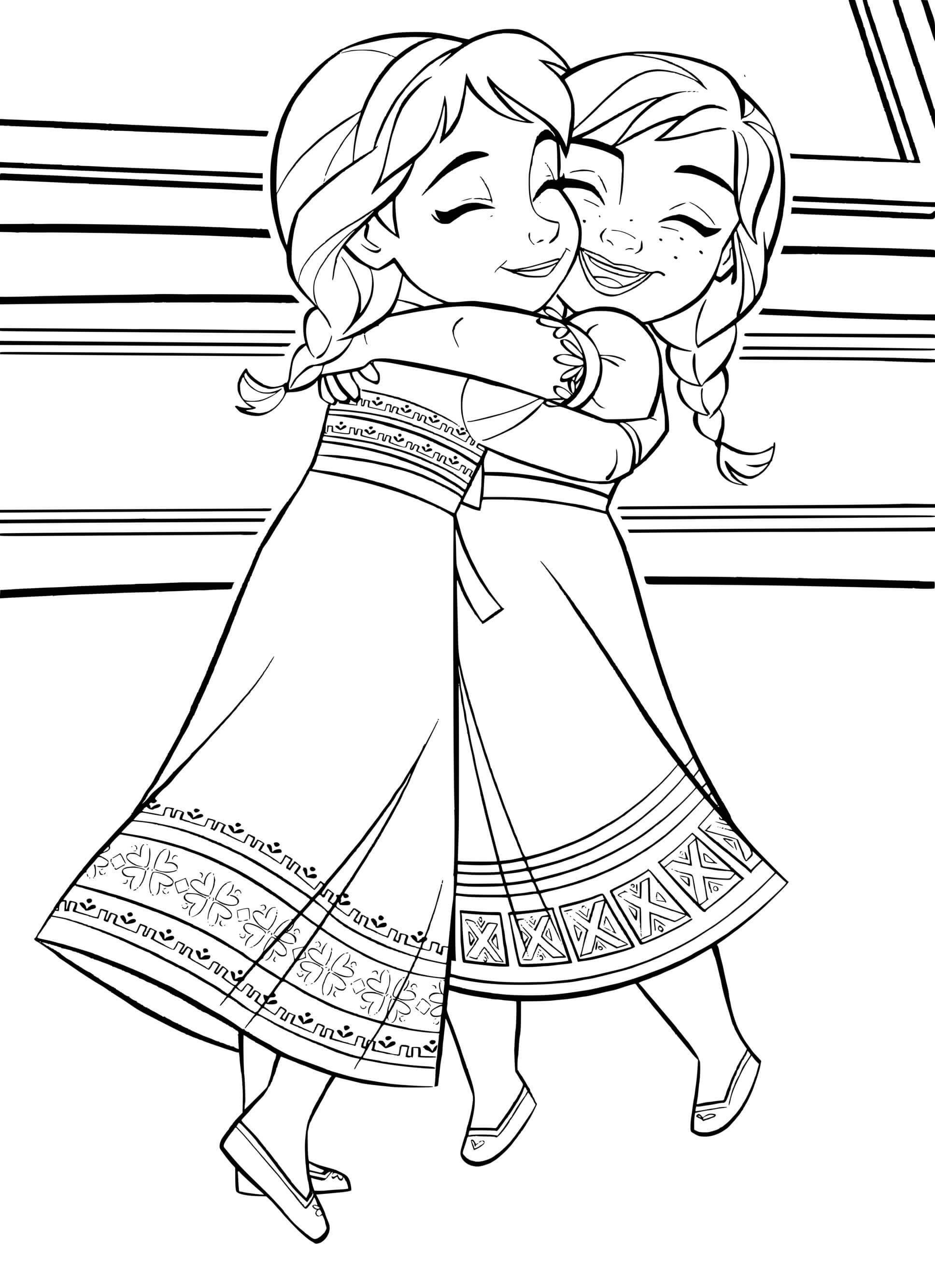 Baby Kids Elsa Anna Frozen 2 Coloring Page