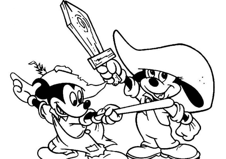 Baby Mickey And Goofy With Wooden Swords Disney S6a3a Coloring Page