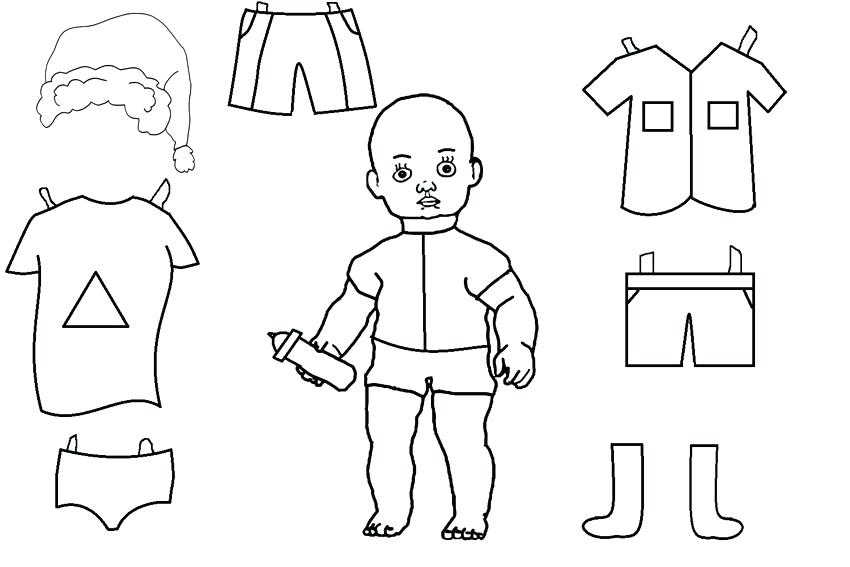 Baby Paper Doll Template Coloring Page