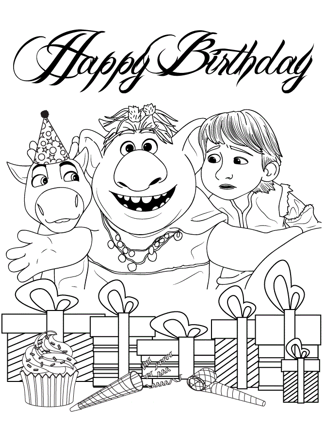Baby Sven And Young Kristoff With Troll Colouring Page Coloring Page