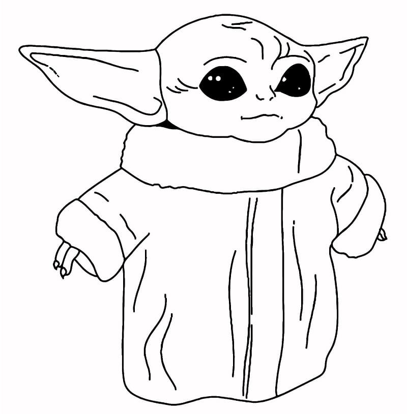 Baby Yoda 2 Coloring Page